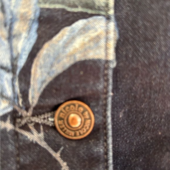 Nicole Miller Dark Floral Jean Jacket Sz XL - Picture 5 of 9